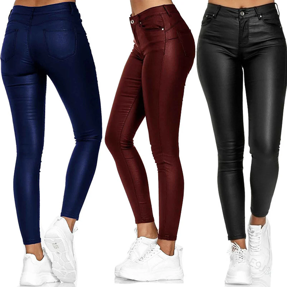 New Pu Slim And Fashionable Casual Trousers Pu Leather Pants